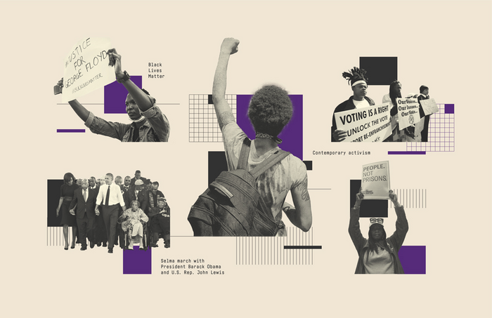 Collage of modern civil rights activists.